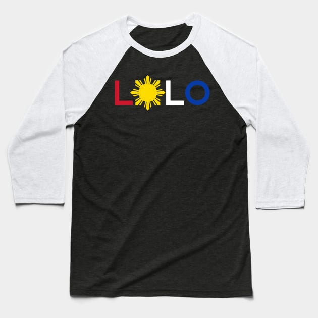 Lolo - Grandfather - Filipino Flag Colors w/Sun Baseball T-Shirt by PixelTim